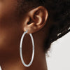 14K White Gold 3x60mm Polished Tube Hoop Earrings