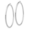 14K White Gold 3x65mm Polished Tube Hoop Earrings