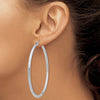 14K White Gold 3x65mm Polished Tube Hoop Earrings