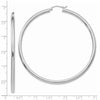 14K White Gold 3x65mm Polished Tube Hoop Earrings