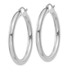 14K White Gold 4x40mm Polished Tube Hoop Earrings