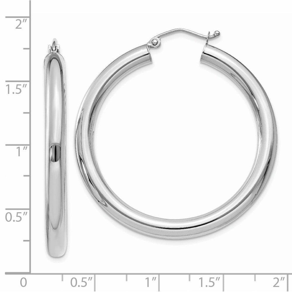 14K White Gold 4x40mm Polished Tube Hoop Earrings