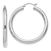 14K White Gold 4x40mm Polished Tube Hoop Earrings