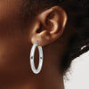 14K White Gold 4x35mm Polished Tube Hoop Earrings