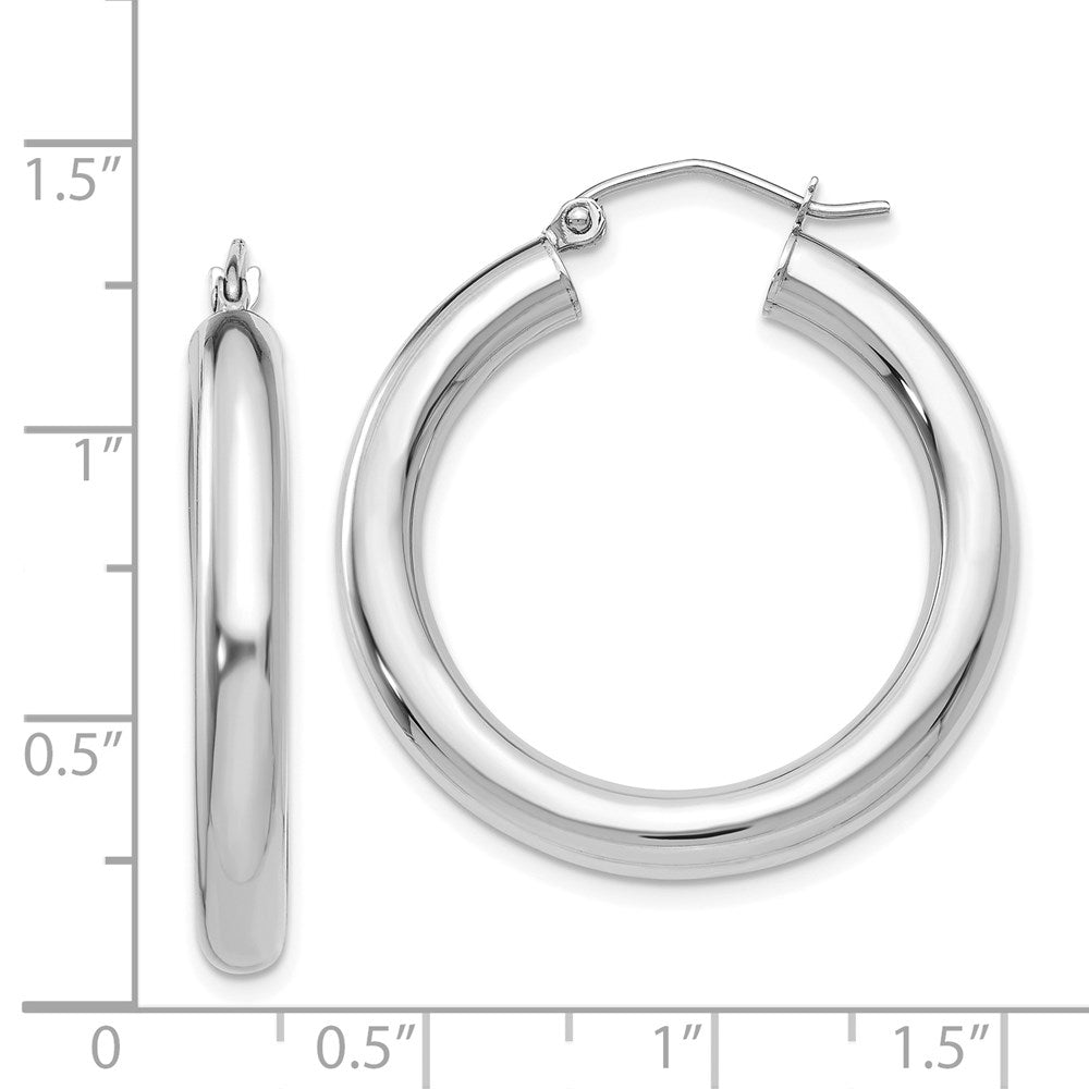 14K White Gold 4x30mm Polished Tube Hoop Earrings