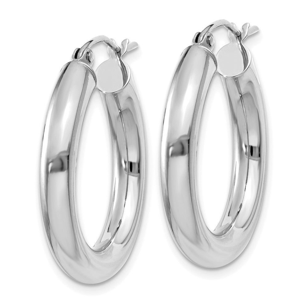 14K White Gold 4x25mm Polished Tube Hoop Earrings
