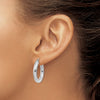 14K White Gold 4x25mm Polished Tube Hoop Earrings