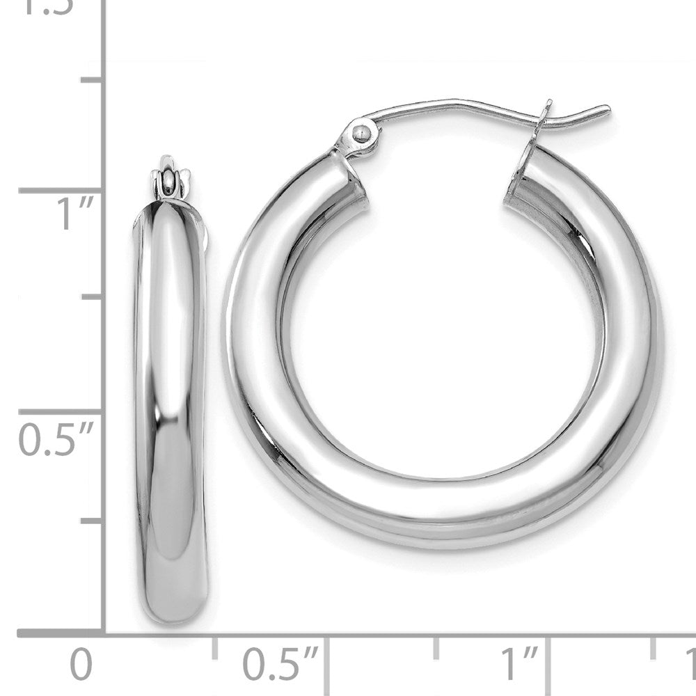 14K White Gold 4x25mm Polished Tube Hoop Earrings