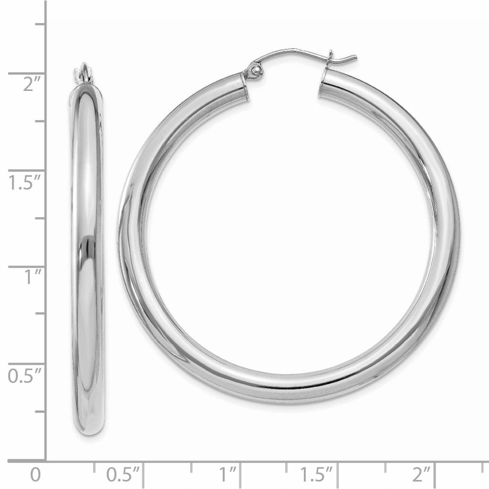 14K White Gold 4x45mm Polished Tube Hoop Earrings