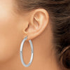 14K White Gold 4x50mm Polished Tube Hoop Earrings