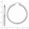 14K White Gold 4x50mm Polished Tube Hoop Earrings