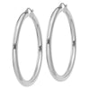 14K White Gold 4x55mm Polished Tube Hoop Earrings