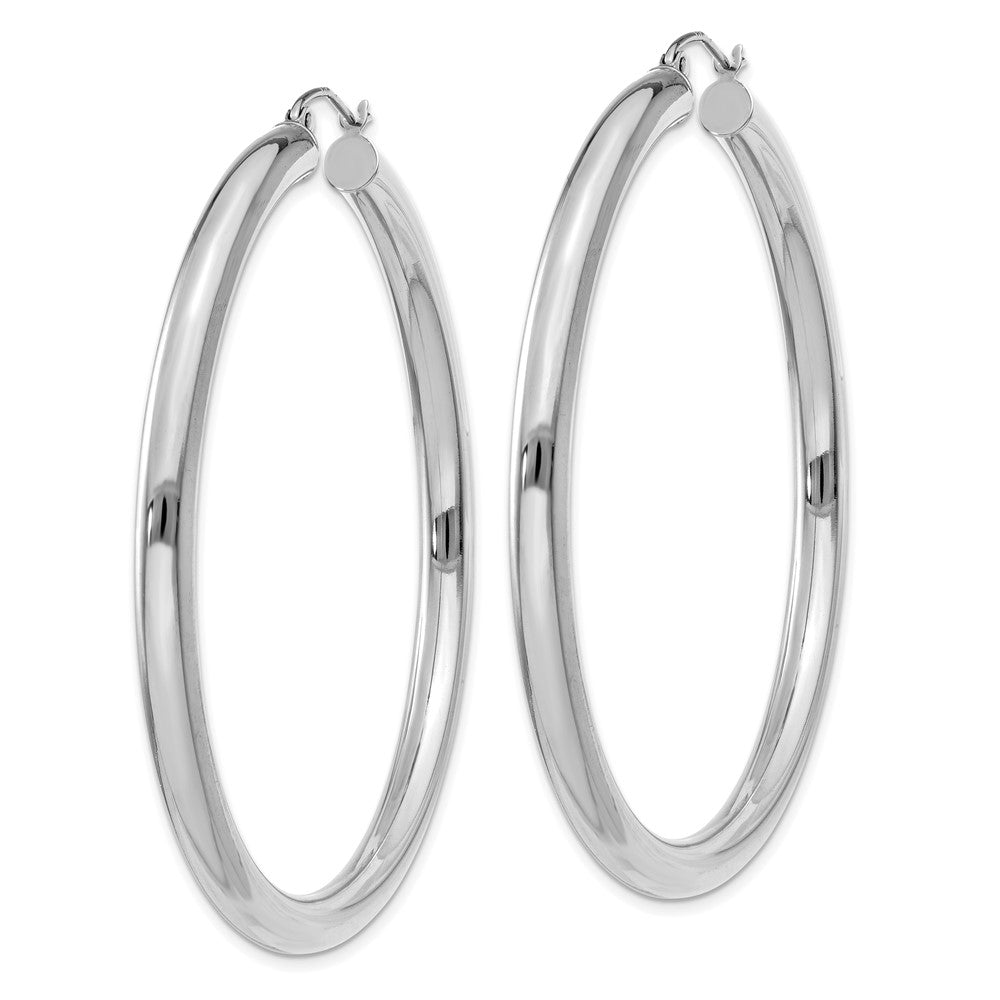 14K White Gold 4x55mm Polished Tube Hoop Earrings