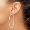 14K White Gold 4x55mm Polished Tube Hoop Earrings