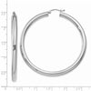 14K White Gold 4x55mm Polished Tube Hoop Earrings