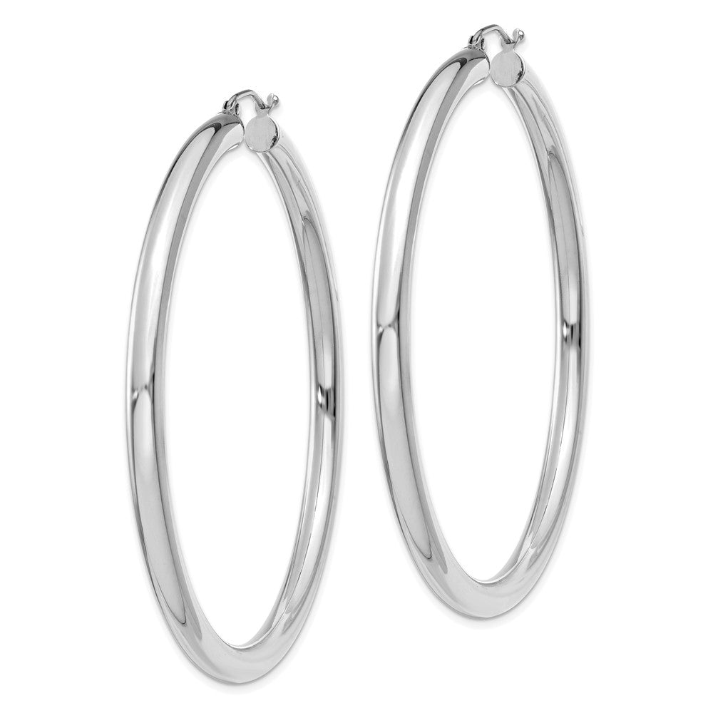 14K White Gold 4x60mm Polished Tube Hoop Earrings