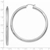 10k White Gold 4mm x 60mm Tube Hoop Earrings