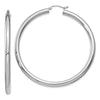 14K White Gold 4x60mm Polished Tube Hoop Earrings