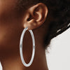 14K White Gold 4x65mm Polished Tube Hoop Earrings