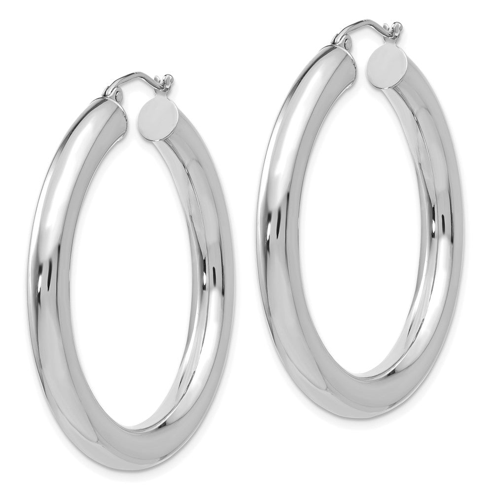 14k White Gold 5x40mm Polished Tube Hoop Earrings