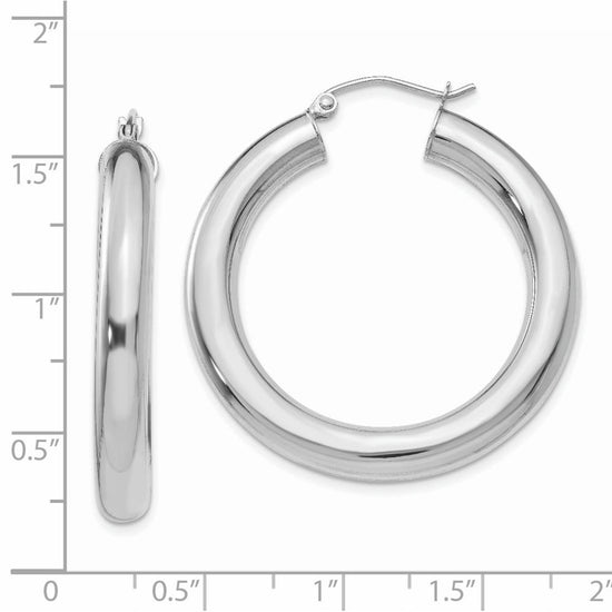 14k White Gold 5x35mm Polished Lightweight Hoop Earrings