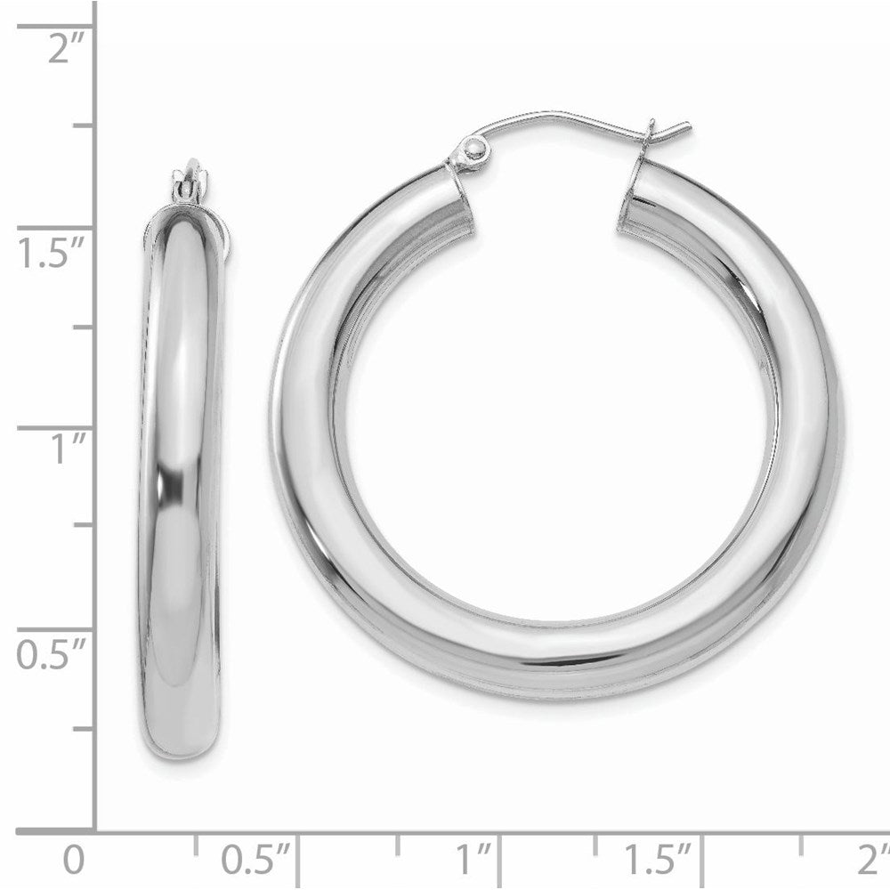 14k White Gold 5x35mm Polished Lightweight Hoop Earrings