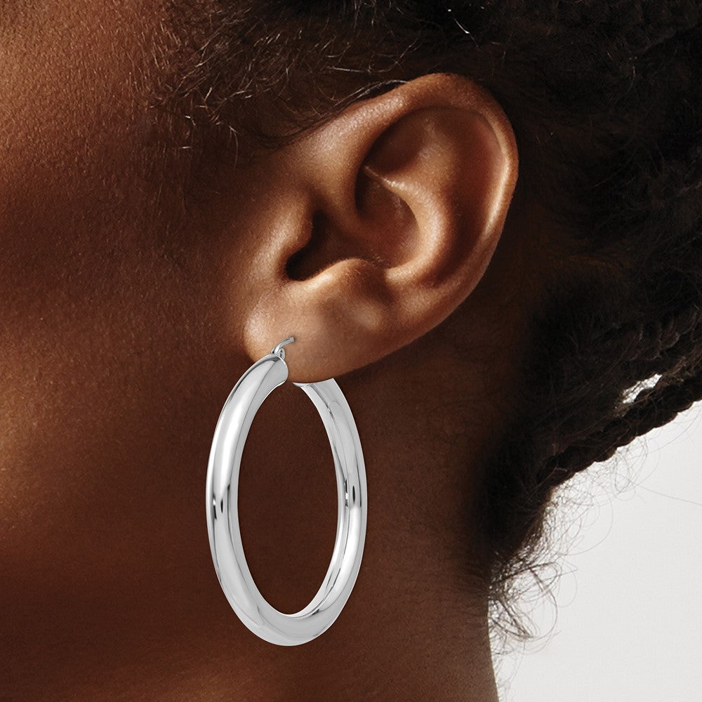 14k White Gold 5x45mm Polished Lightweight Hoop Earrings