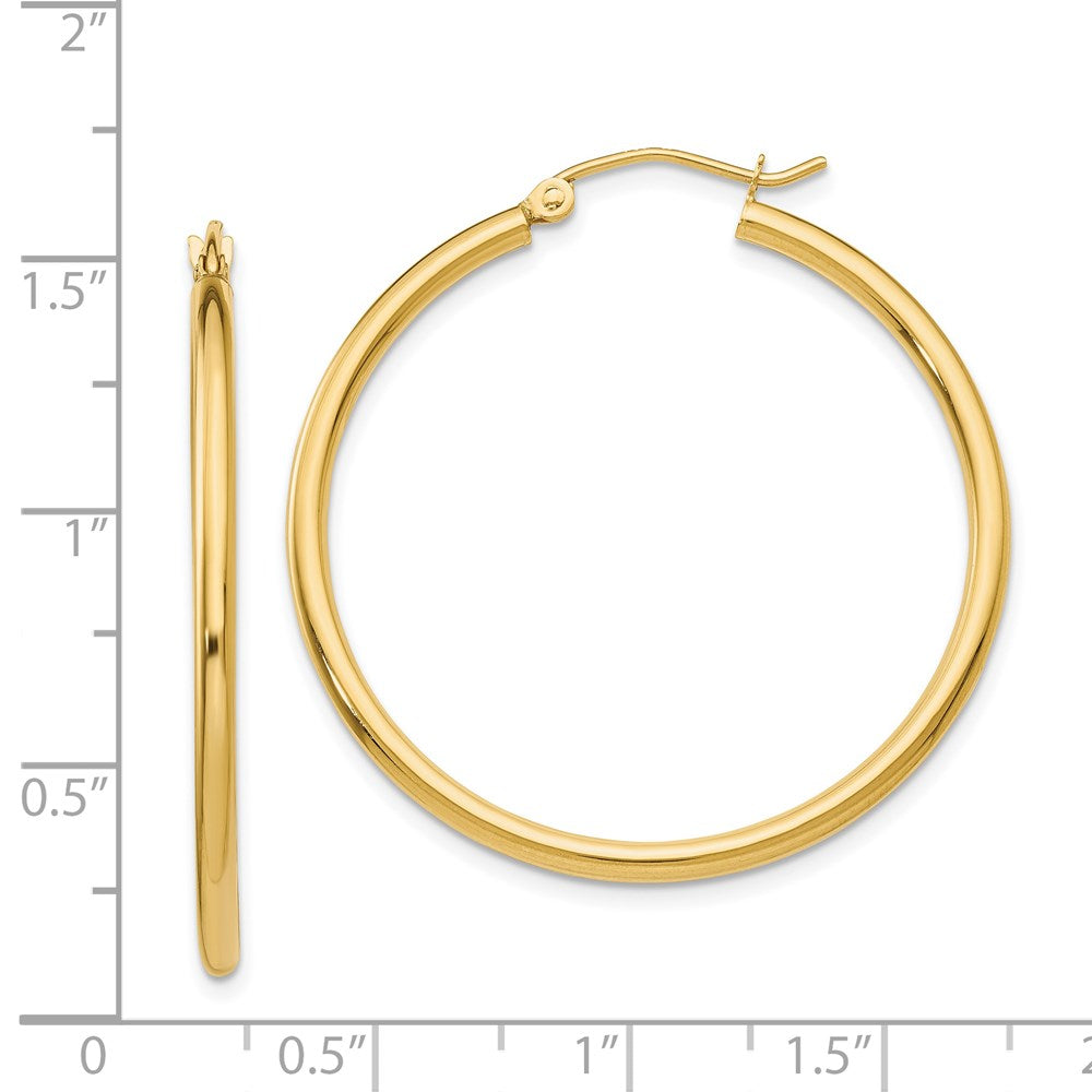 14k 2x35mm Polished Tube Hoop Earrings