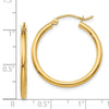 14k 2x25mm Polished Tube Hoop Earrings