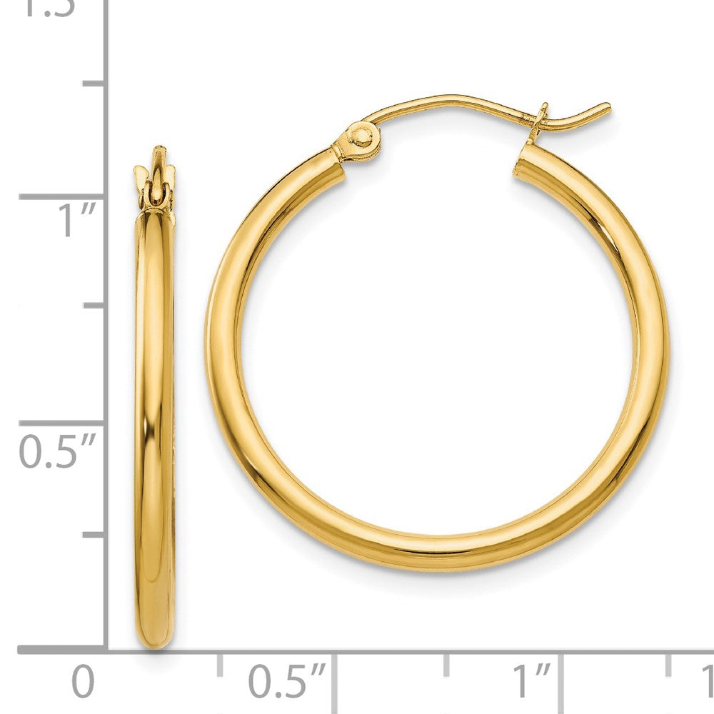 14k 2x25mm Polished Tube Hoop Earrings