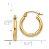 14k 2x15mm Polished Tube Hoop Earrings