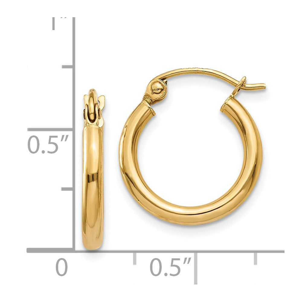14k 2x15mm Polished Tube Hoop Earrings