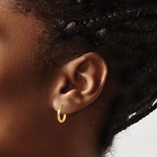 14k 2x12mm Polished Tube Hoop Earrings
