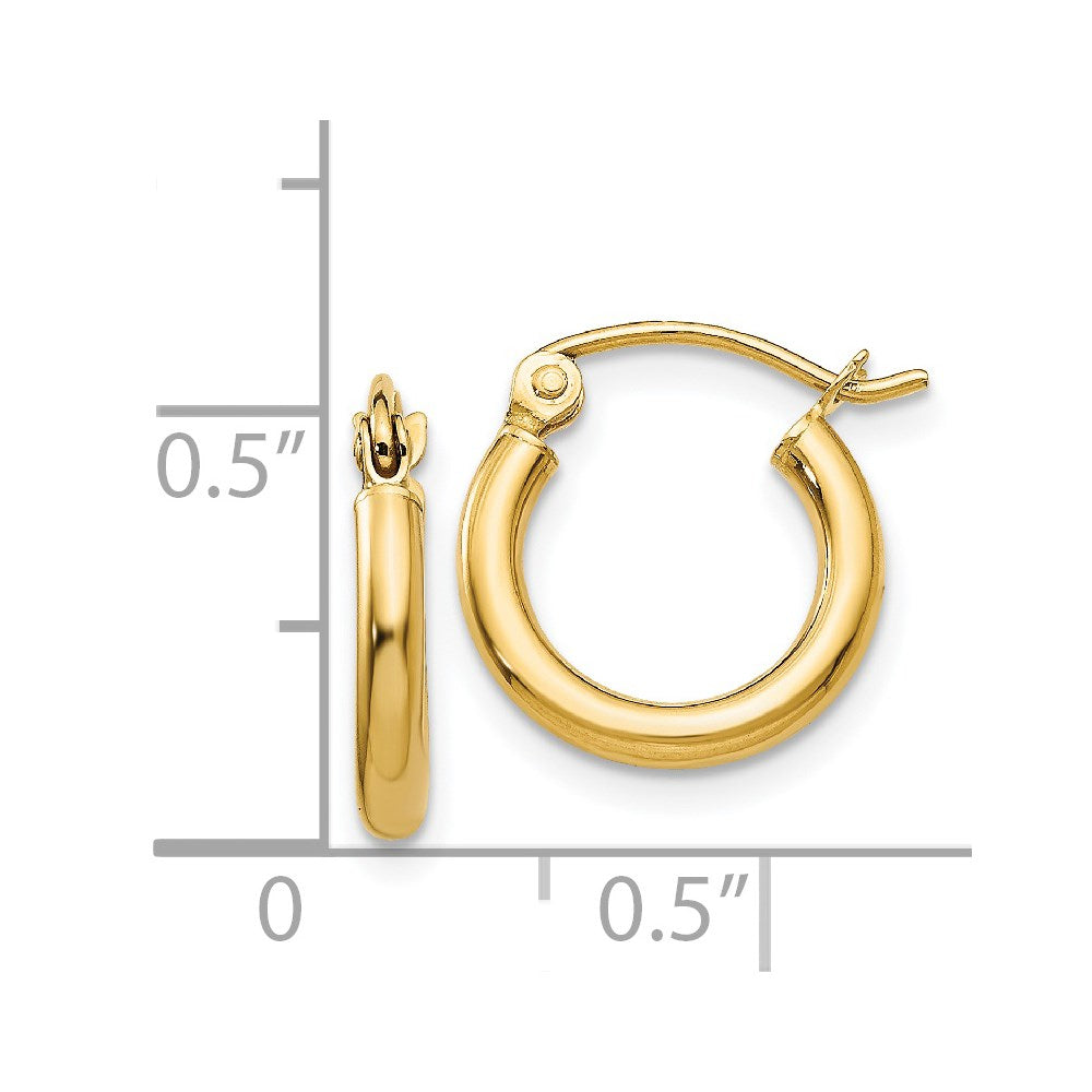 14k 2x12mm Polished Tube Hoop Earrings