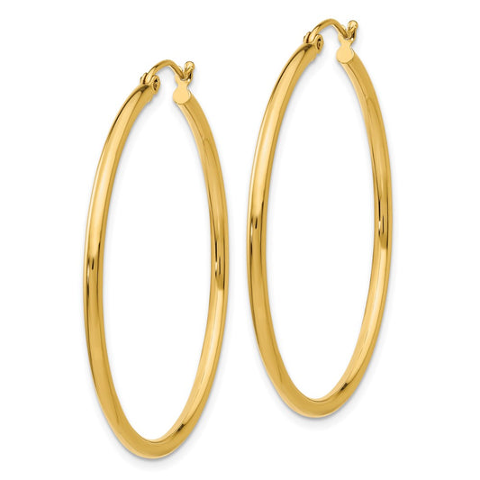 14k 2x40mm Polished Tube Hoop Earrings