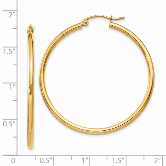 14k 2x40mm Polished Tube Hoop Earrings