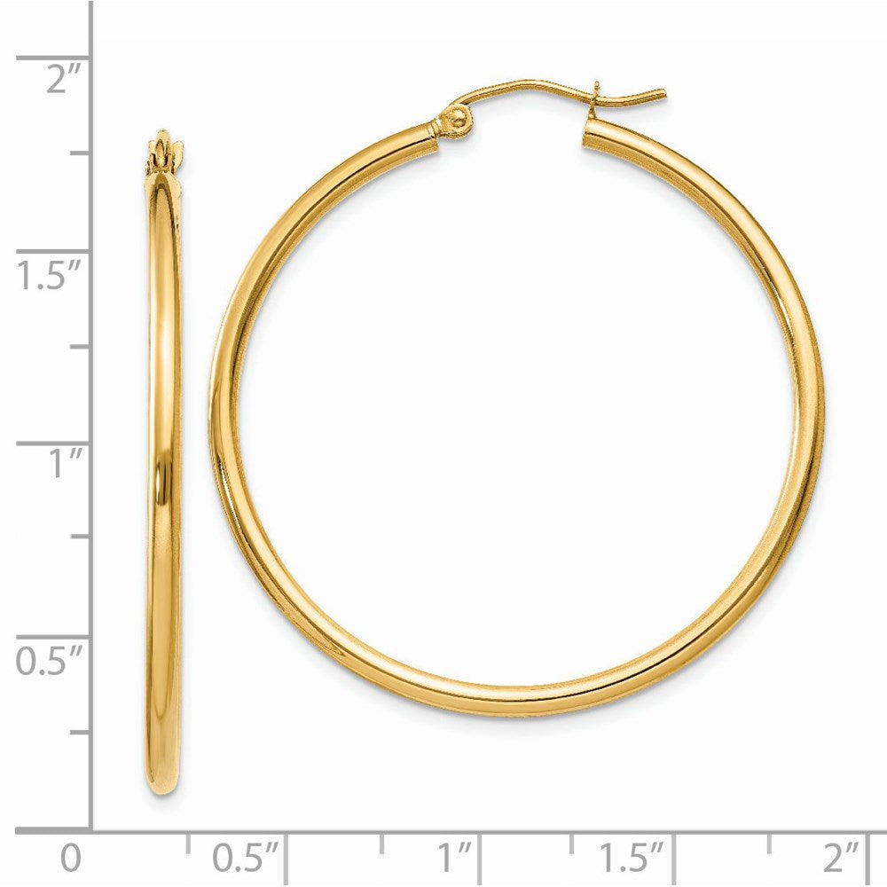 14k 2x40mm Polished Tube Hoop Earrings