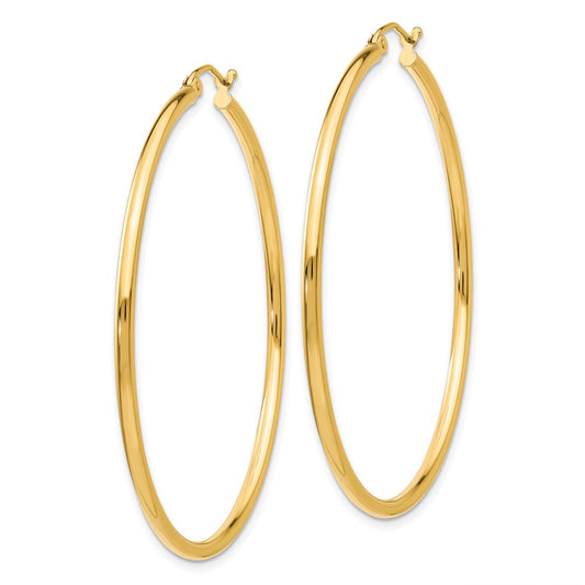 14k 2x50mm Polished Tube Hoop Earrings
