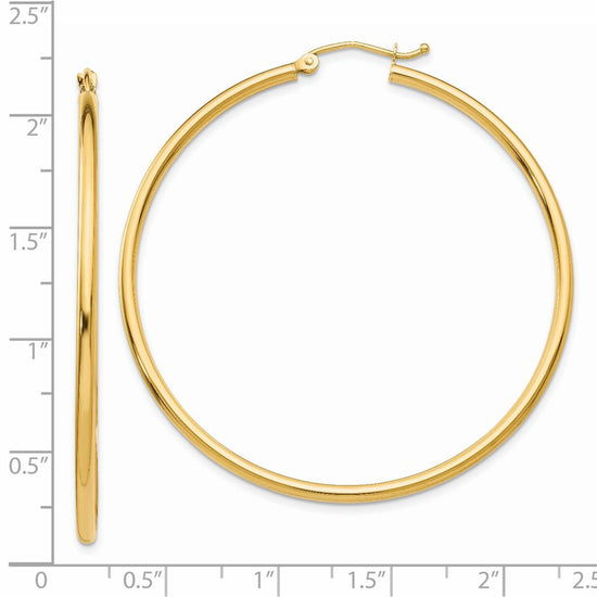 14k 2x50mm Polished Tube Hoop Earrings