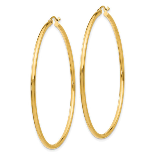 14k 2x55mm Polished Tube Hoop Earrings