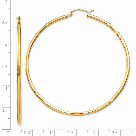 14k 2x60mm Polished Tube Hoop Earrings