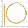 14K 2.5x50mm Polished Round Tube Hoop Earrings