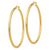 14K 2.5x55mm Polished Round Tube Hoop Earrings