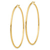 14K 2.5x65mm Polished Round Tube Hoop Earrings
