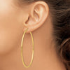 14K 2.5x65mm Polished Round Tube Hoop Earrings
