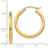 14K 2.5x25mm Polished Round Tube Hoop Earrings