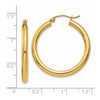 14K 3x30mm Polished Tube Hoop Earrings