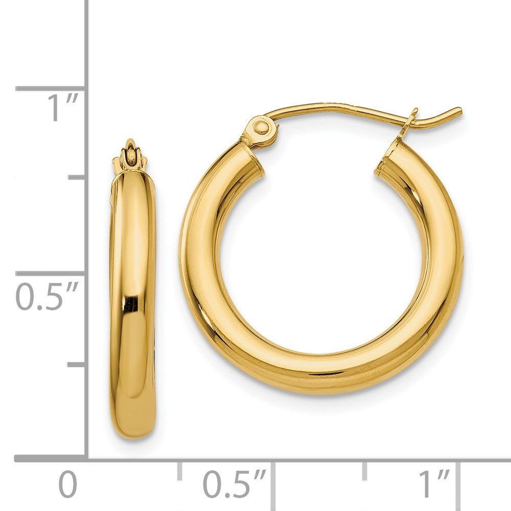 14k 3x20mm Polished Tube Hoop Earrings