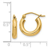 14K 3x14mm Polished Tube Hoop Earrings