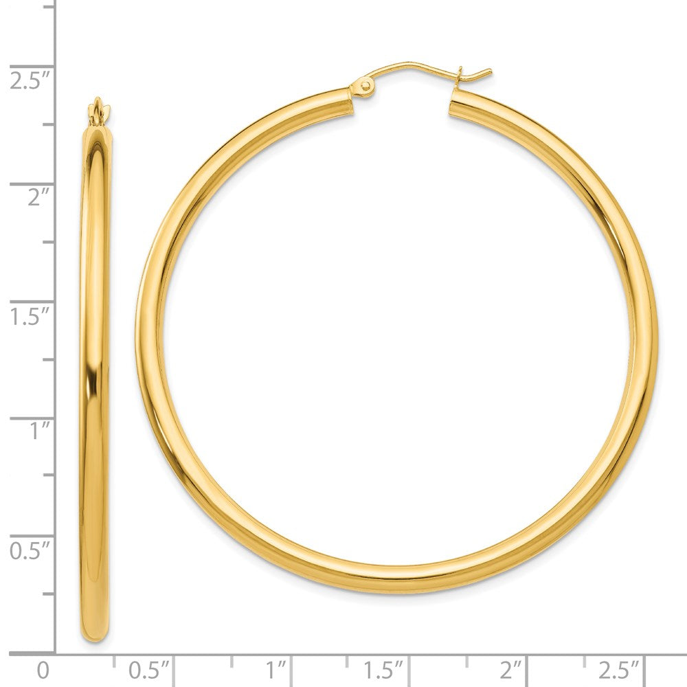 14K 3x55mm Polished Tube Hoop Earrings